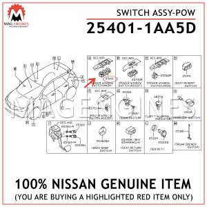 25401-1AA5D-NISSAN-GENUINE-MASTER-WINDOW-&-DOOR-LOCK-SWITCH,-LH-254011AA5D