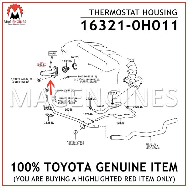 16321-0H011 TOYOTA GENUINE THERMOSTAT HOUSING 163210H011