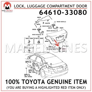 64610-33080 TOYOTA GENUINE LUGGAGE COMPARTMENT TRUNK DOOR LOCK 6461033080