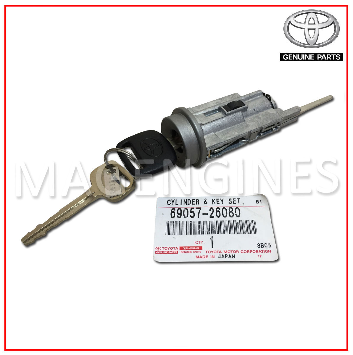 Toyota 69057-14180 Ignition Switch Lock Cylinder and Key Set 