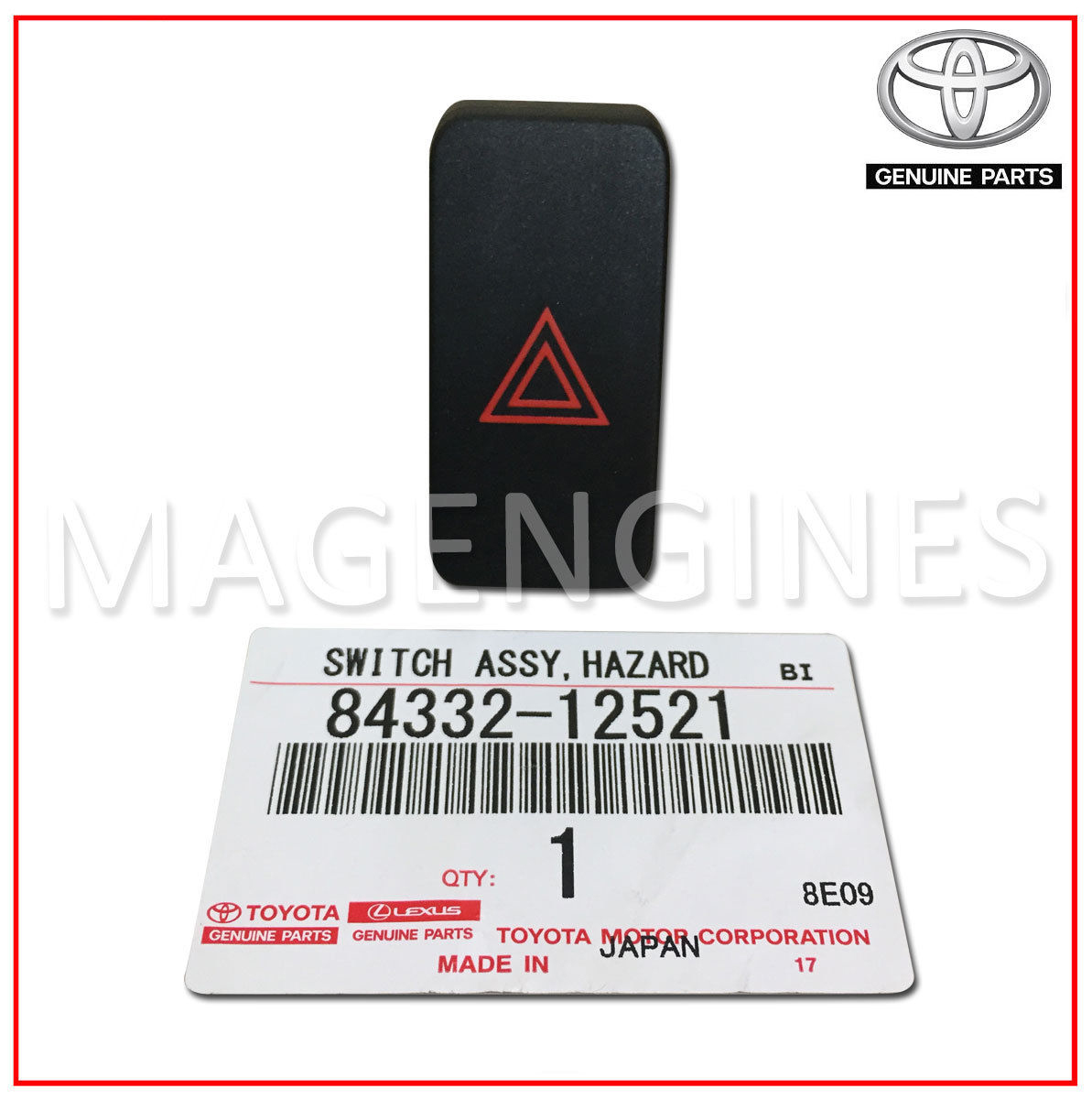 Toyota 84332-19205 Hazard Warning Signal Switch Assembly 