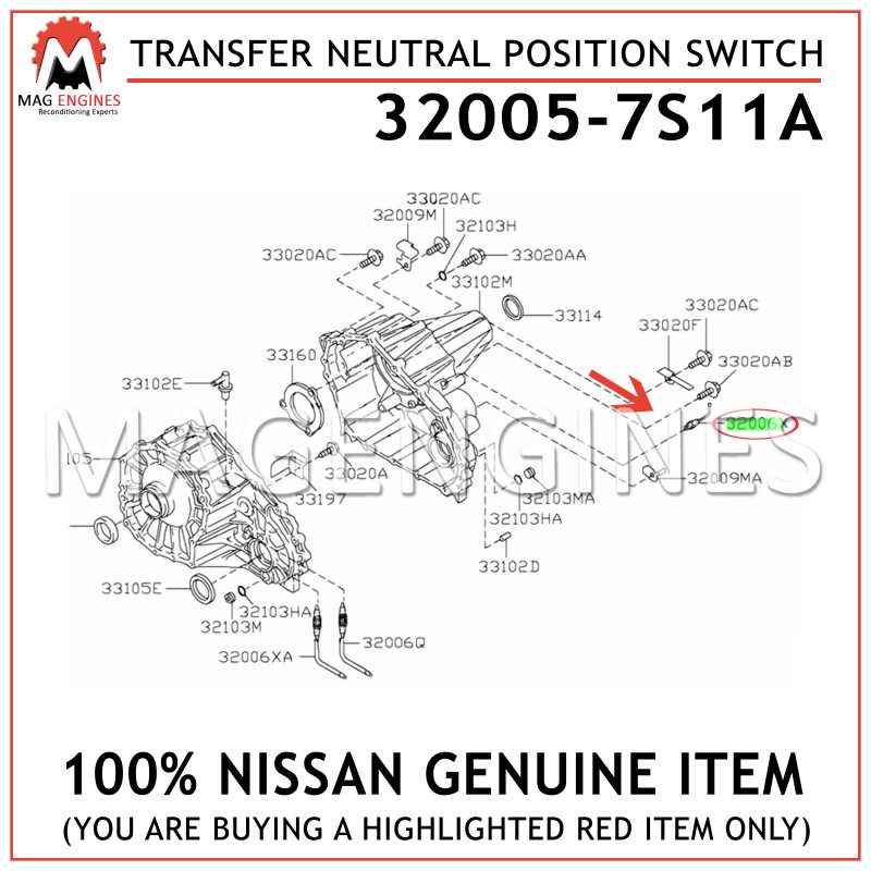32005-7S11A GENUINE OEM TRANSFER NEUTRAL POSITION SWITCH 32005-7S11A