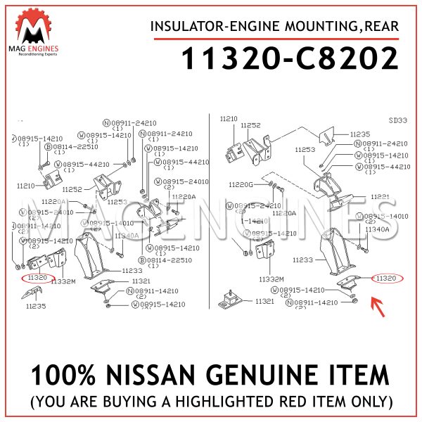 11320-C8202-NISSAN-GENUINE-INSULATOR-ENGINE-MOUNTING,REAR-11320C8202