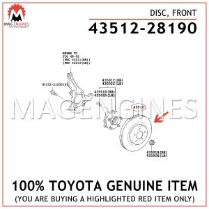 43512-28190 TOYOTA GENUINE DISC, FRONT 4351228190