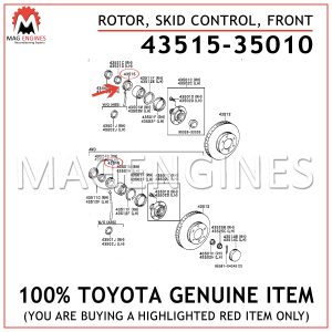 43515-35010 TOYOTA GENUINE ROTOR, SKID CONTROL, FRONT 4351535010