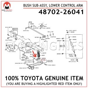 48702-26041 TOYOTA GENUINE BUSH SUB-ASSY, LOWER CONTROL ARM 4870226041