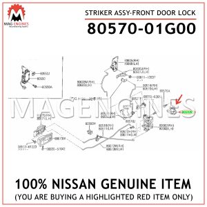 80570-01G00-NISSAN-GENUINE-STRIKER-ASSY-FRONT-DOOR-LOCK-8057001G00
