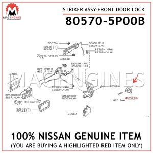 80570-5P00B-NISSAN-GENUINE-STRIKER-ASSY-FRONT-DOOR-LOCK-805705P00B