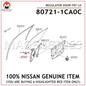 80721-1CA0C-NISSAN-GENUINE-REGULATOR-DOOR-FRT-LH-807211CA0C