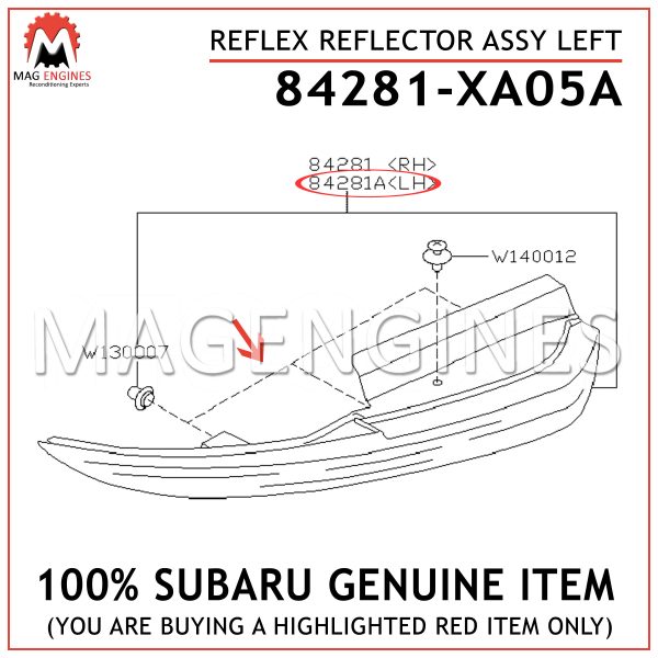 84281-XA05A SUBARU GENUINE REFLEX REFLECTOR ASSY LEFT 84281XA05A