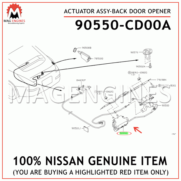 90550-CD00A-NISSAN-GENUINE-ACTUATOR-ASSY-BACK-DOOR-OPENER-90550CD00A