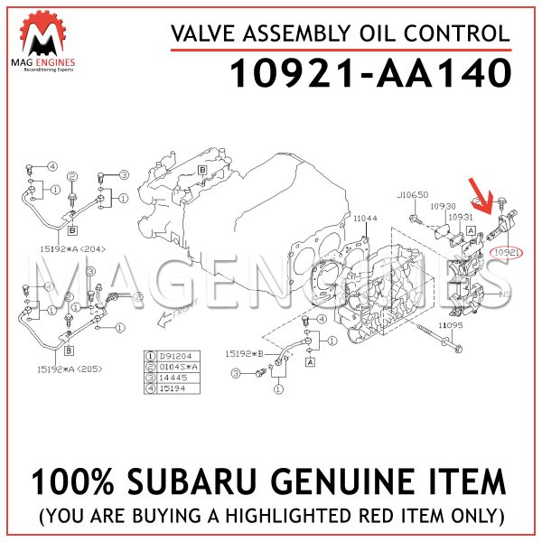 10921-AA140-SUBARU-GENUINE-VALVE-ASSEMBLY-OIL-CONTROL-10921AA140