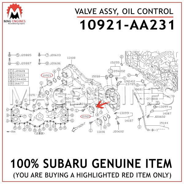 10921-AA231-SUBARU-GENUINE-VALVE-ASSY,-OIL-CONTROL-10921AA231