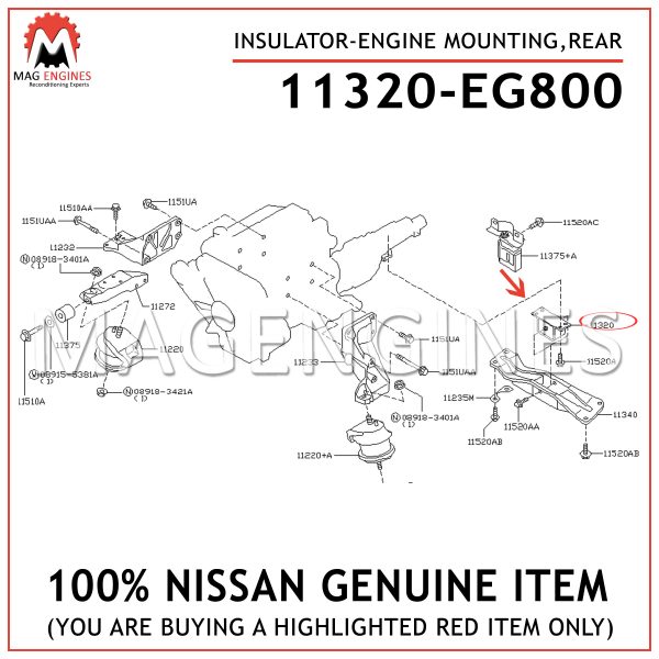 11320-EG800-NISSAN-GENUINE-INSULATOR-ENGINE-MOUNTING,REAR-11320EG800