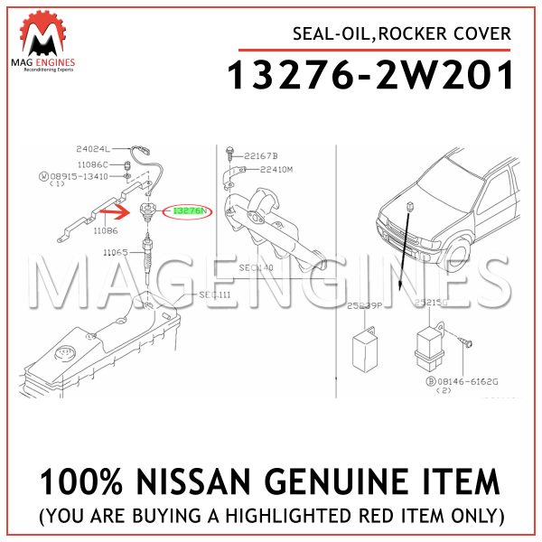 13276-2W201-NISSAN-GENUINE-SEAL-OIL,ROCKER-COVER-132762W201