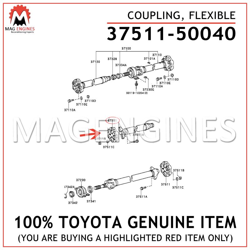 3751150040 Genuine Toyota COUPLING FLEXIBLE 37511-50040 
