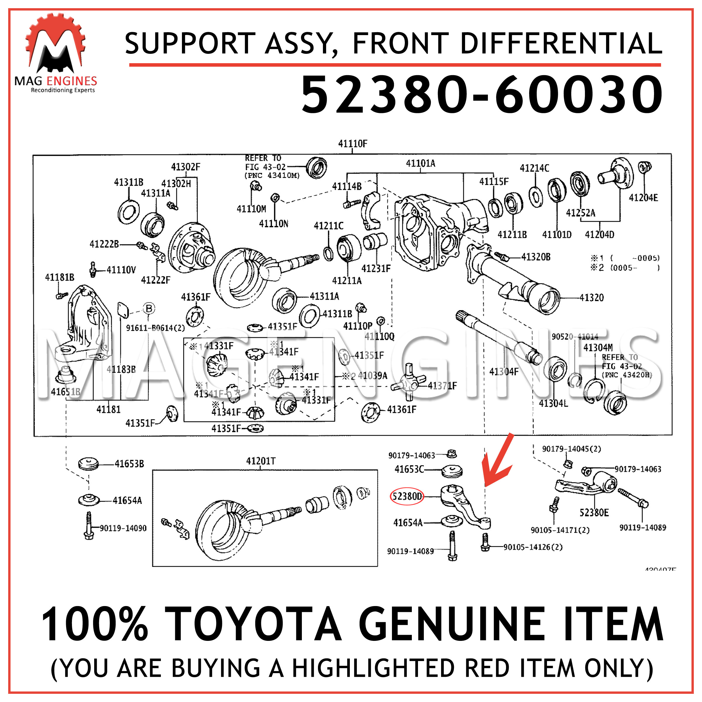 Toyota 52380-0C032 Differential Support Assembly
