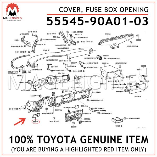 55545-90A01-03 TOYOTA GENUINE COVER, FUSE BOX OPENING 5554590A0103