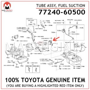 77240-60500 TOYOTA GENUINE TUBE ASSY, FUEL SUCTION 7724060500