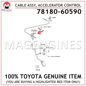 78180-60590 TOYOTA GENUINE CABLE ASSY, ACCELERATOR CONTROL 7818060590
