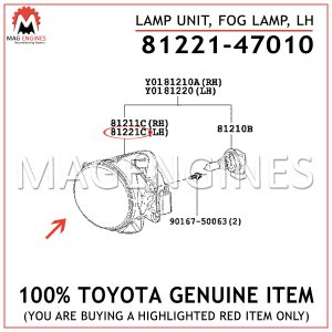 81221-47010 TOYOTA GENUINE LAMP UNIT, FOG LAMP, LH 8122147010