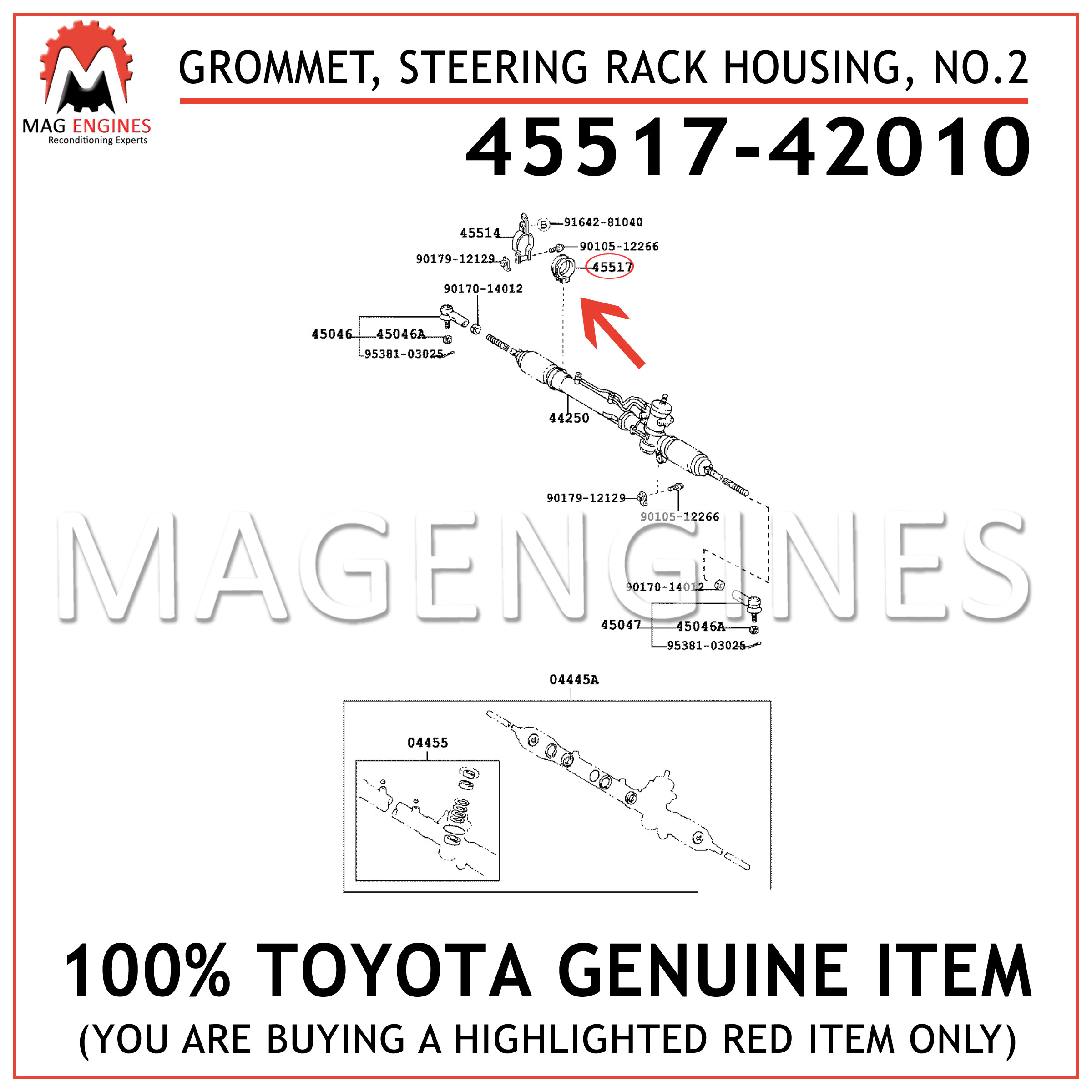 Grommet Steering Rack Housing FEBEST MGB-012 OEM MR319797