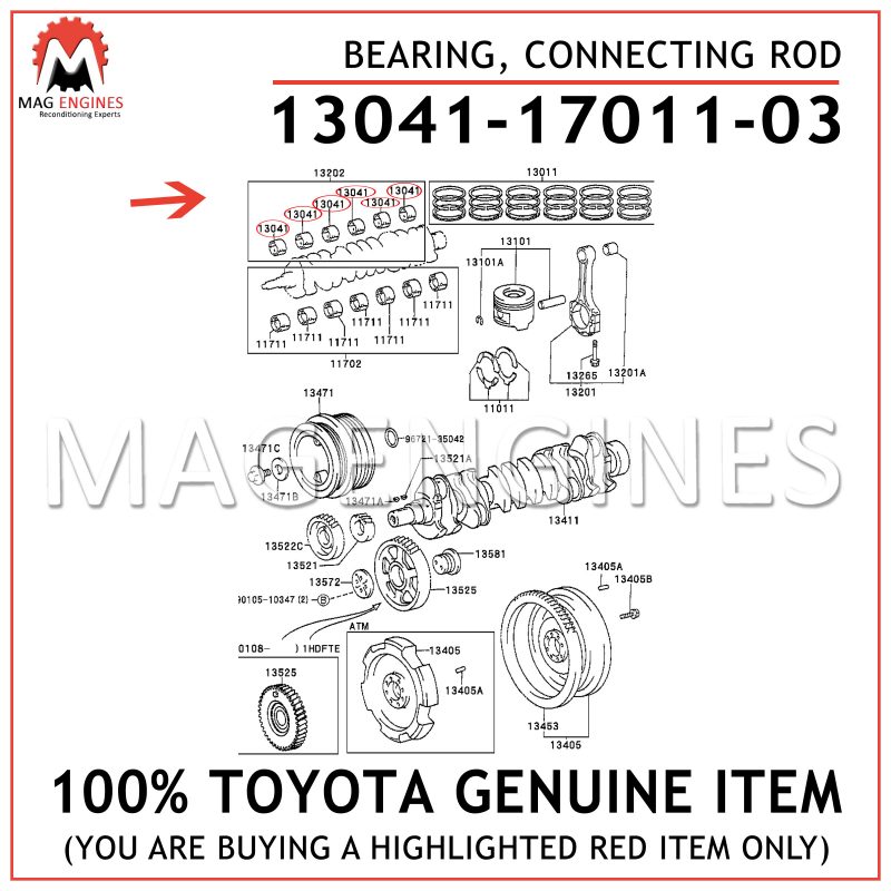 Genuine Toyota 13041-22021-03 Connecting Rod Bearing 