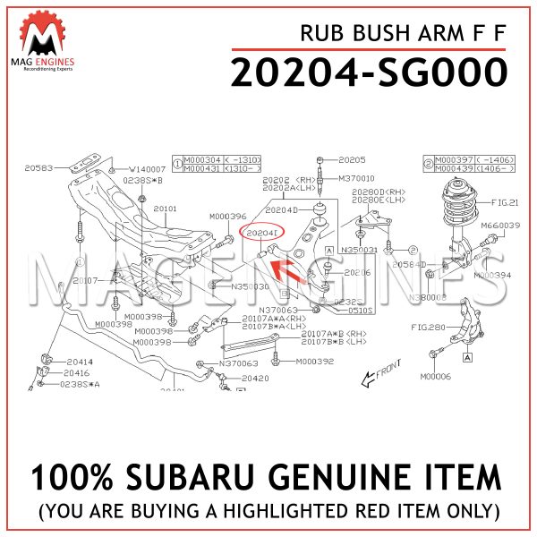 20204-SG000-SUBARU-GENUINE-RUB-BUSH-ARM-F-F-20204SG000