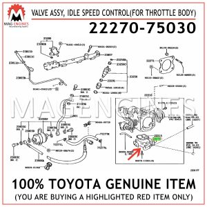 22270-75030 TOYOTA GENUINE VALVE ASSY, IDLE SPEED CONTROL(FOR THROTTLE BODY) 2227075030