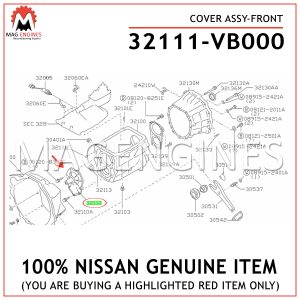 32111-VB000 NISSAN GENUINE COVER ASSY-FRONT 32111VB000