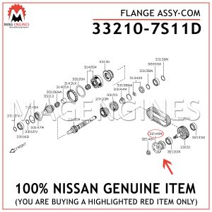 33210-7S11D-NISSAN-GENUINE-FLANGE-ASSY-COM-332107S11D
