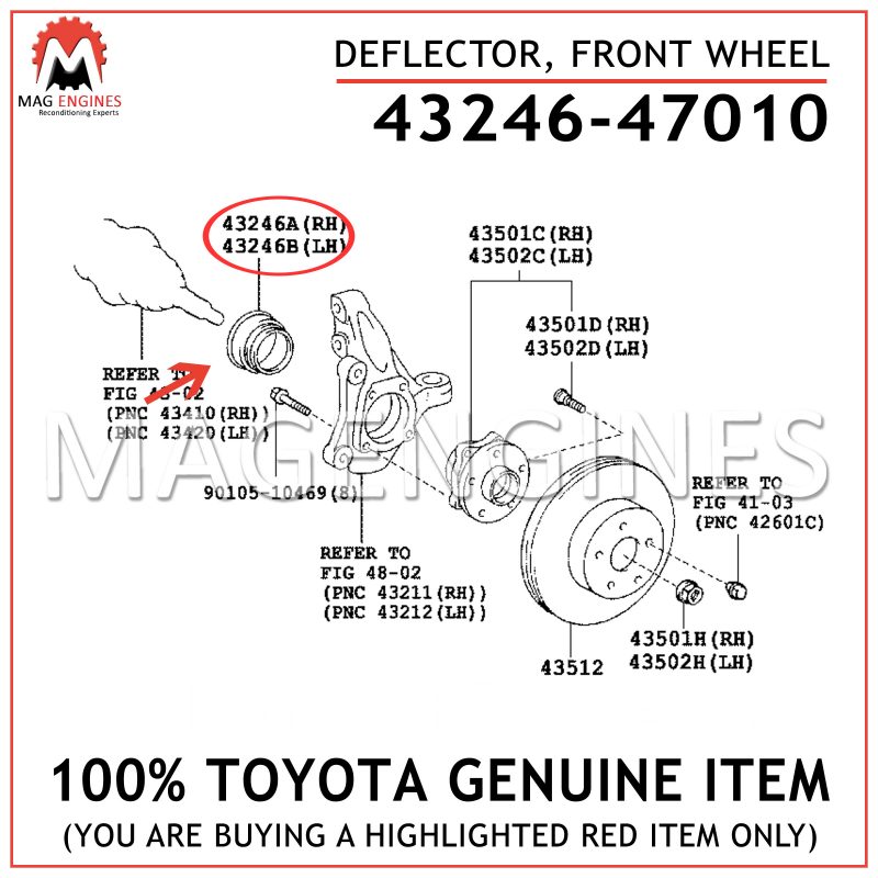 4324626010 Genuine Toyota DEFLECTOR NO.1 RH/LH FRONT WHEEL BEARING DUST