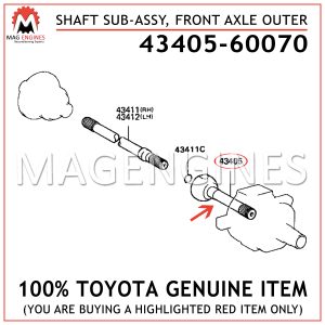 43405-60070 TOYOTA GENUINE SHAFT SUB-ASSY, FRONT AXLE OUTER 4340560070