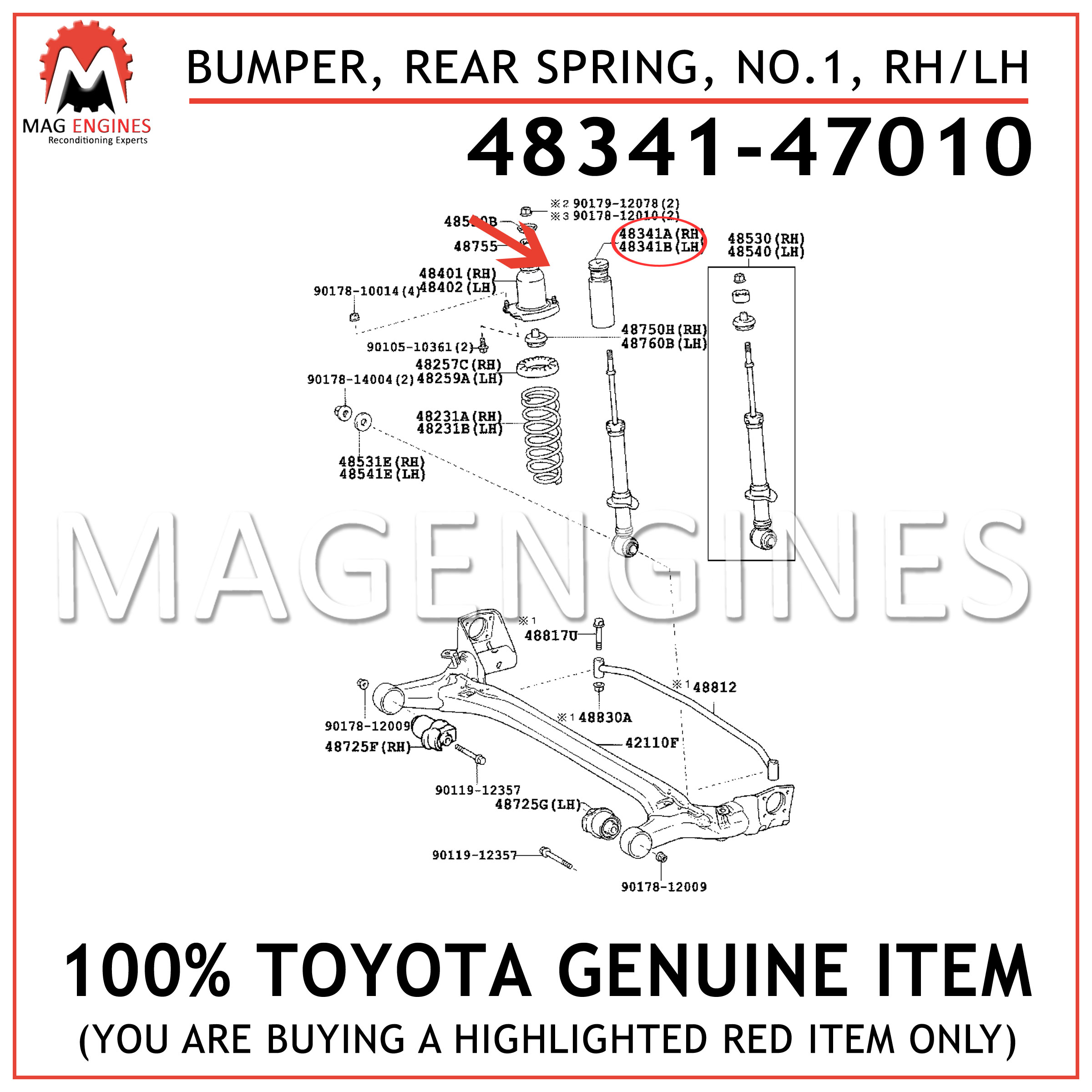 RH//LH 48341-50070 NO.1 REAR SPRING 4834150070 Genuine Toyota BUMPER