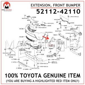 52112-42110 TOYOTA GENUINE EXTENSION, FRONT BUMPER 5211242110