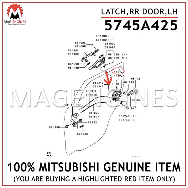 5745A425-MITSUBISHI-GENUINE-LATCH,RR-DOOR,LH