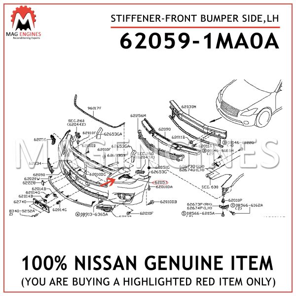 62059-1MA0A-NISSAN-GENUINE-STIFFENER-FRONT-BUMPER-SIDE,LH