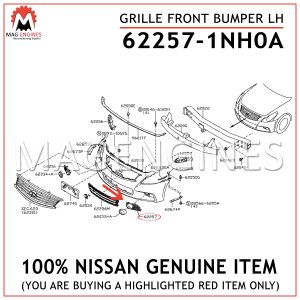 62257-1NH0A-NISSAN-GENUINE-GRILLE-FRONT-BUMPER-LH-622571NH0A
