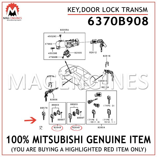6370B908 MITSUBISHI GENUINE KEY,DOOR LOCK TRANSM