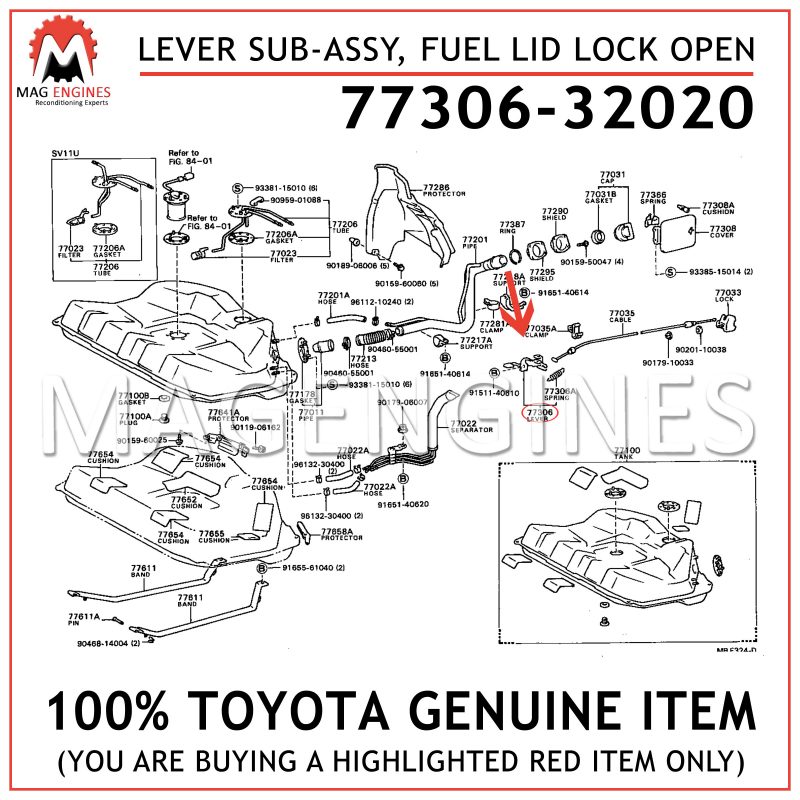Toyota 64606-06020 Fuel Lid Lock Open Lever Sub Assembly 