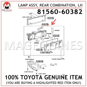 81560-60382 TOYOTA GENUINE LAMP ASSY, REAR COMBINATION, LH 8156060382