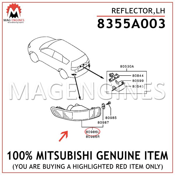 8355A003 MITSUBISHI GENUINE REFLECTOR, LH