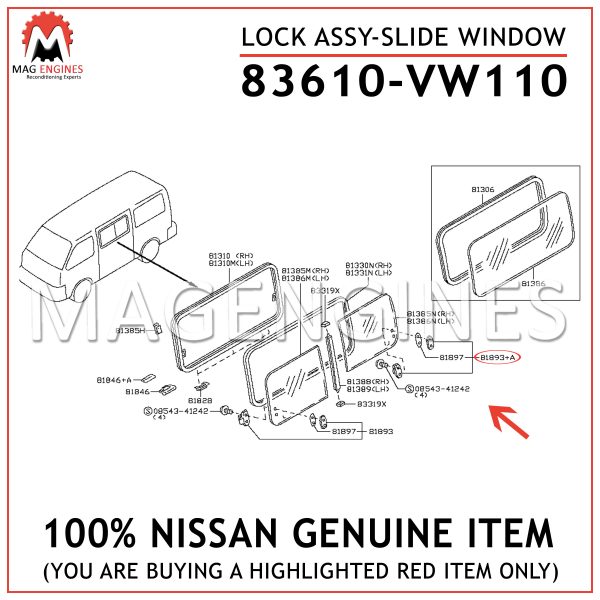 83610-VW110-NISSAN-GENUINE-LOCK-ASSY-SLIDE-WINDOW-83610VW110