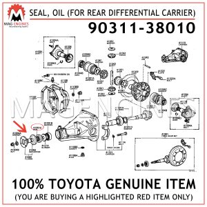 90311-38010 TOYOTA GENUINE SEAL, OIL (FOR REAR DIFFERENTIAL CARRIER) 9031138010