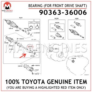 90363-36006 TOYOTA GENUINE BEARING (FOR FRONT DRIVE SHAFT) 9036336006