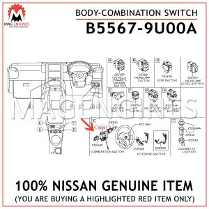 B5567-9U00A-NISSAN-GENUINE-BODY-COMBINATION-SWITCH-B55679U00A