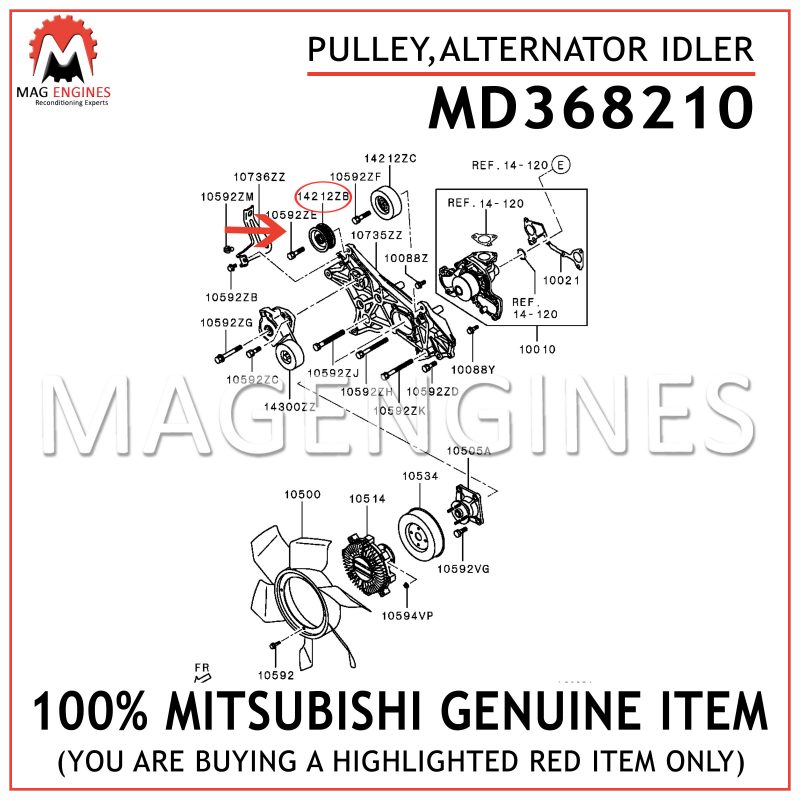 MD368210 MITSUBISHI GENUINE PULLEY, ALTERNATOR IDLER – Mag Engines