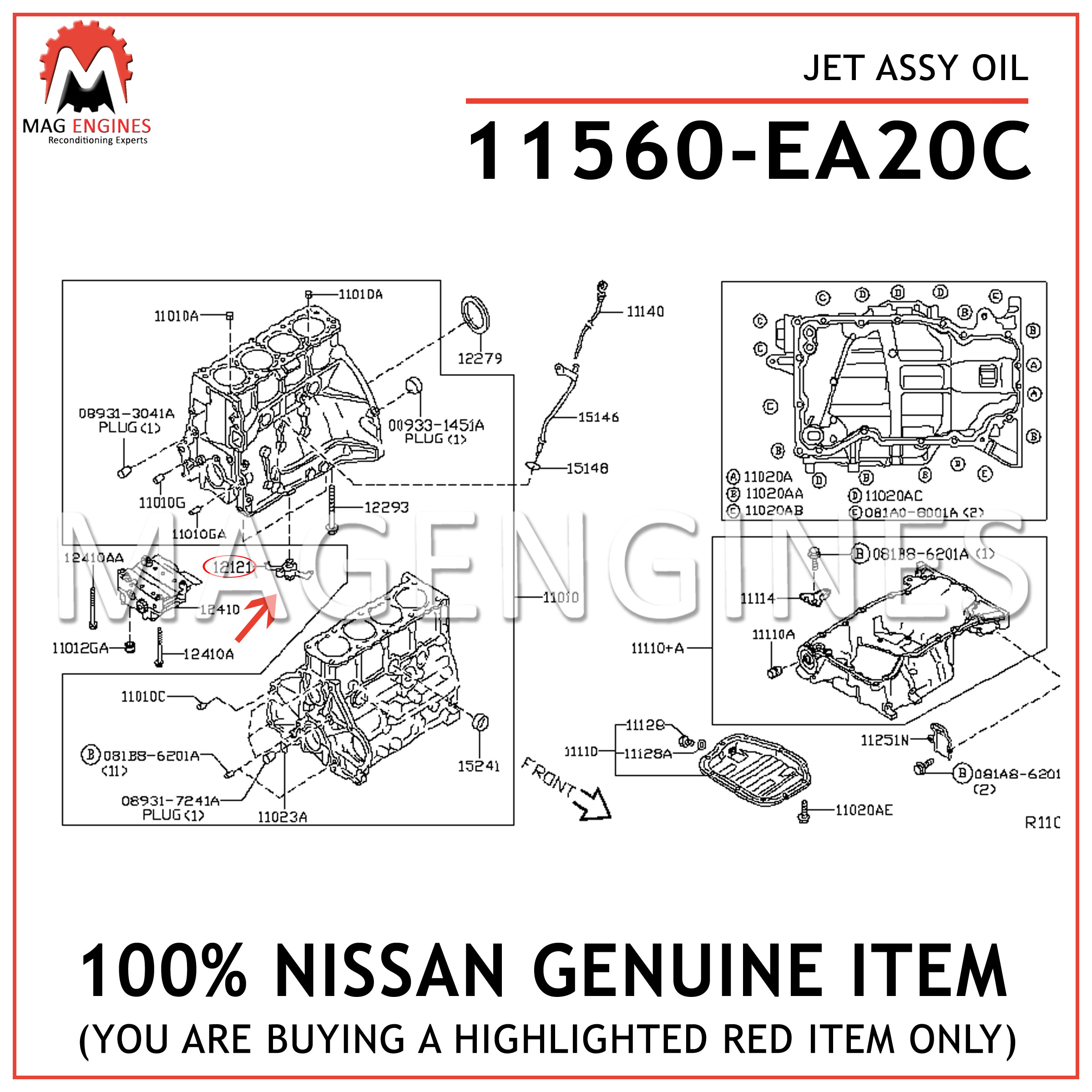 Genuine Nissan Jet Assembly-Oil 11560-EA20C 