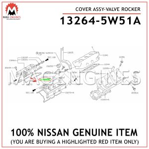 13264-5W51A-NISSAN-GENUINE-COVER-ASSY-VALVE-ROCKER-132645W51A