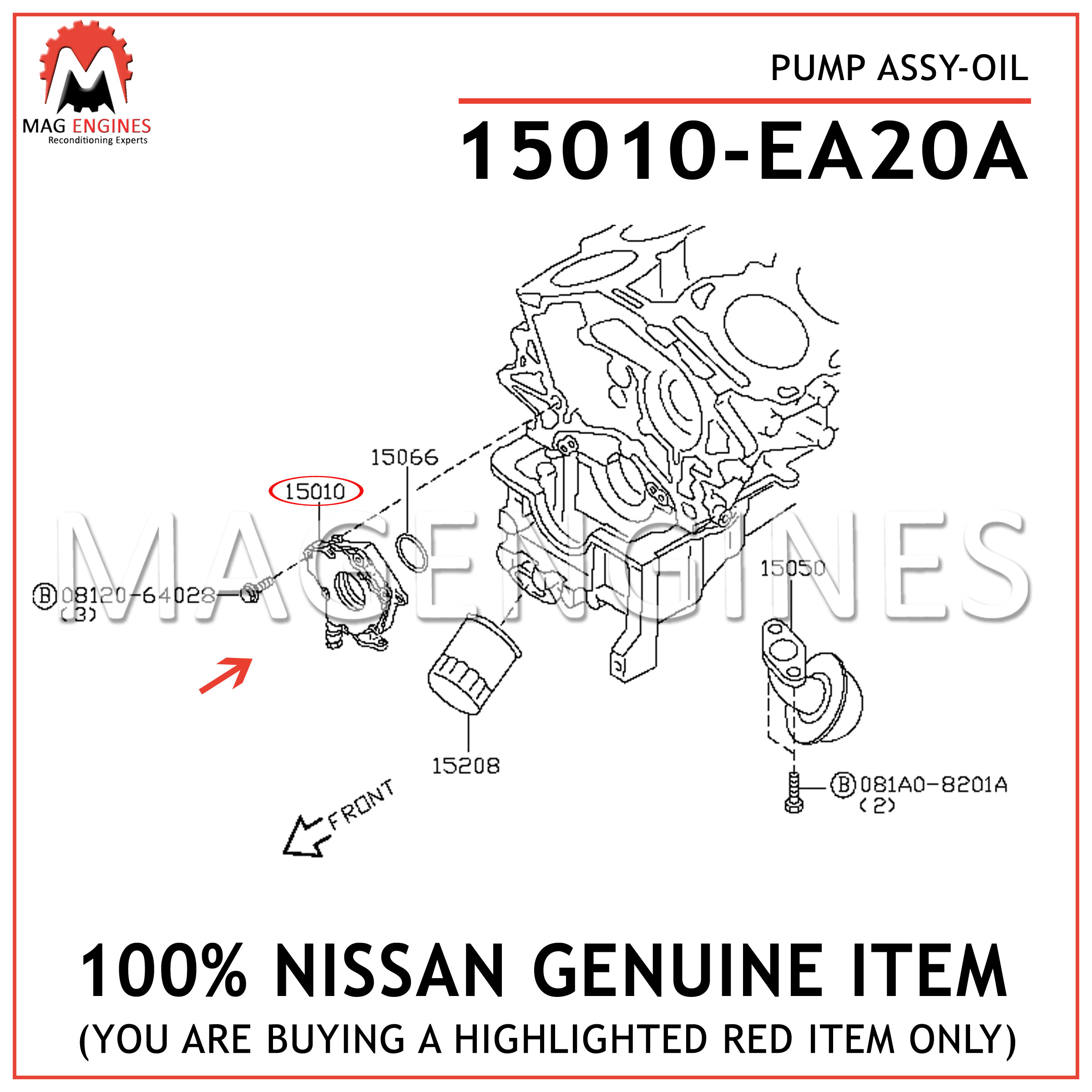 15010EB70A Genuine Nissan PUMP ASSY-OIL 15010-EB70A